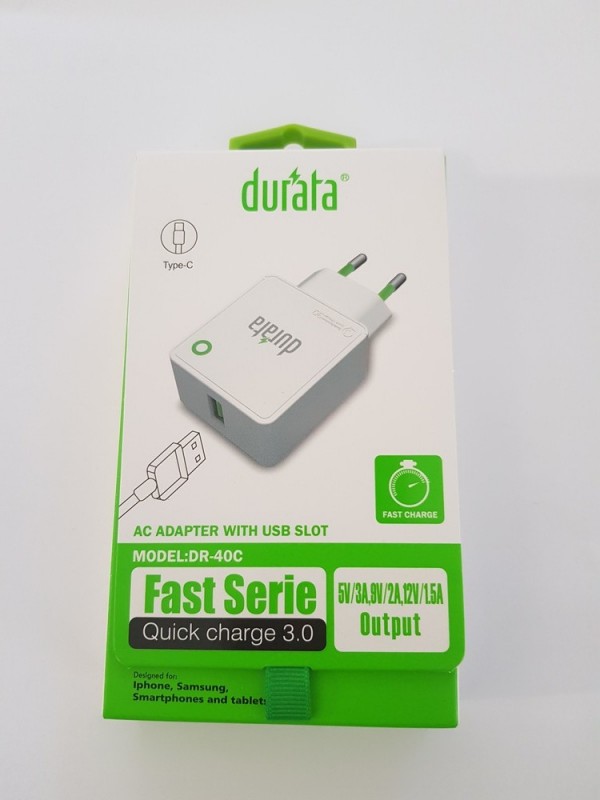 durata Quick Charge Adapter mit Typ-C Kabel